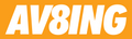White text 'AV8ING' on an orange background